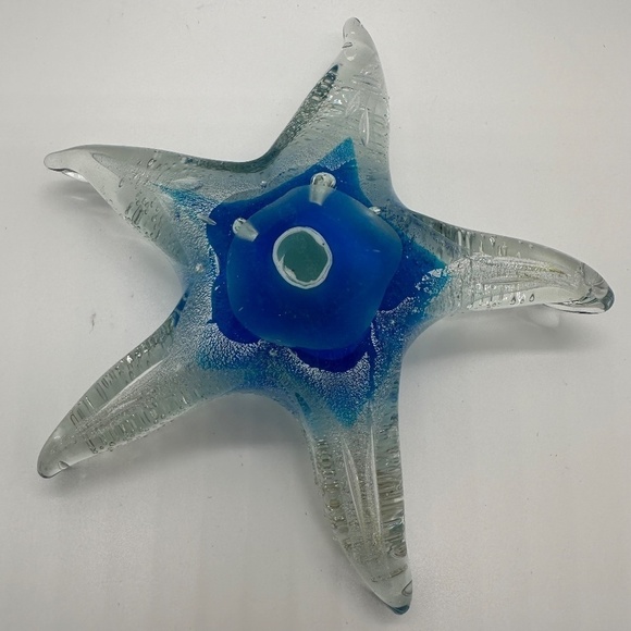 Art Glass Blue Star Fish Decorative Piece, Paperweight  5" approximately - Picture 6 of 9